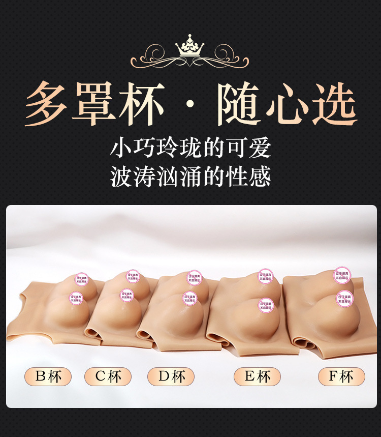 Silicone Round-Neck Wearable Prosthetic Breasts for Cross-Dressing and Cosplay — detail image 2