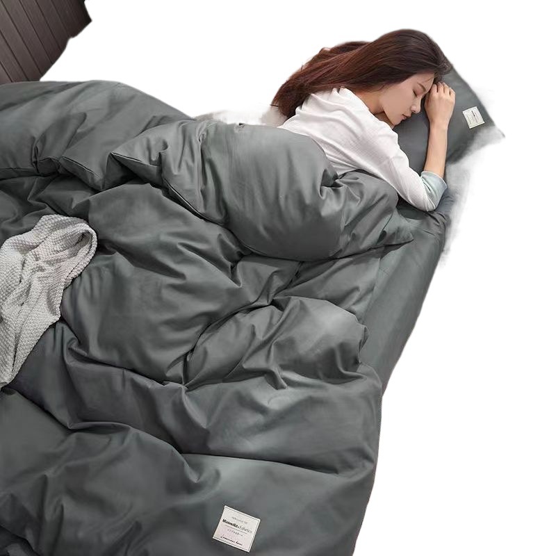 Solid Colour Duvet Cover And Bed Sheet Bedding Four-piece Set_voghion.com