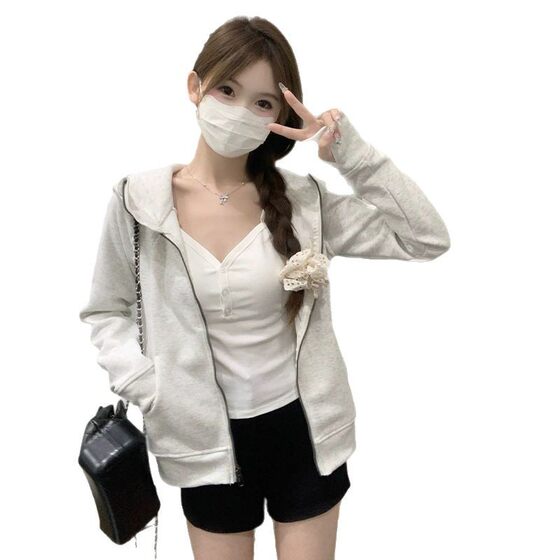 pink Yoga Clothing Sports Women's Sweatshirt Small Spring and Autumn 2025 New Slim-fit Slimming Casual Zipper Cardigan