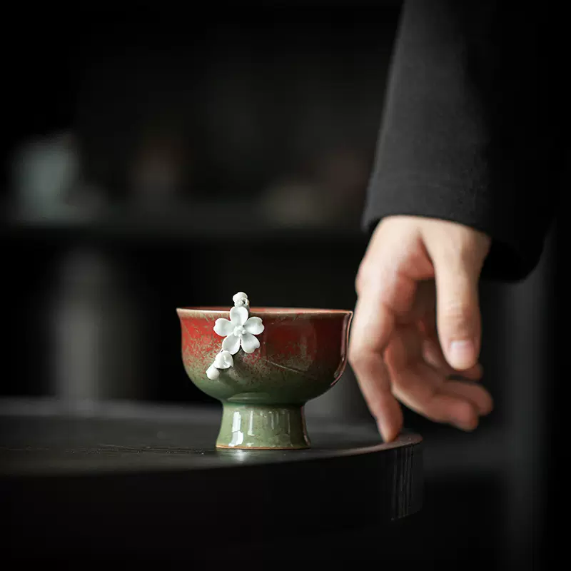 郎红主人杯茶杯复古家用功夫茶具单杯高脚泡茶杯品茗杯喝茶小茶碗