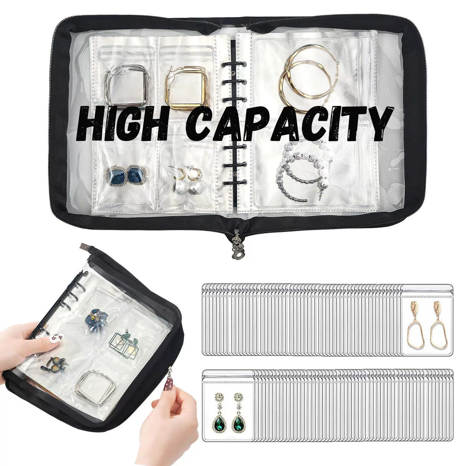 Большая емкость утолщения ПВХ прозрачный ювелирный мешок для хранения Серьги ожерелье браслет ювелирные изделия