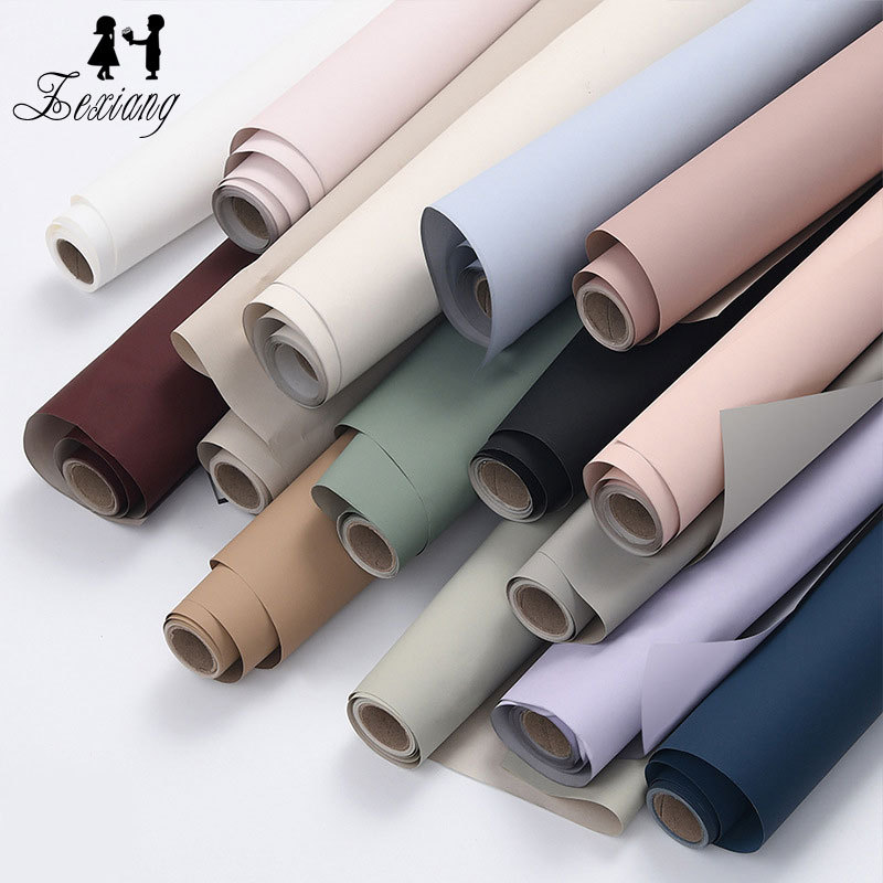 跨境专供 52cm*5.4m国风桃皮绒扶风纸鲜花包装纸包花纸花店资材