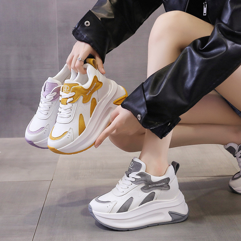 8cm Thick-Soled Dad Shoes for Women 2025 Summer Height-Increasing Versatile Foreign Style Student Casual Sports Shoes