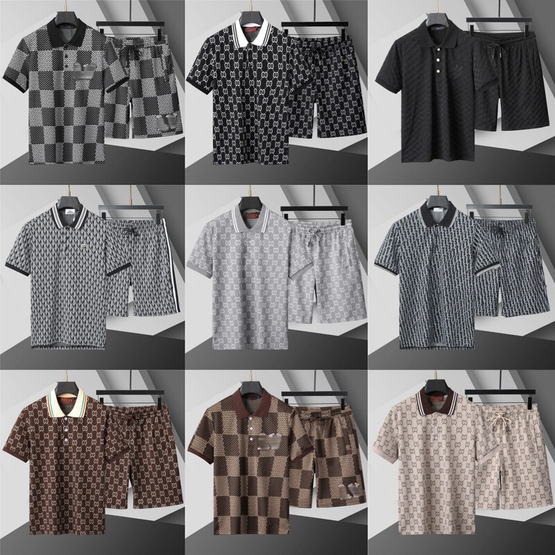 [High Quality] New Summer European and American Luxury Fashion Men's Casual Sports Lapel Suit Polo Shirt Shorts Export
