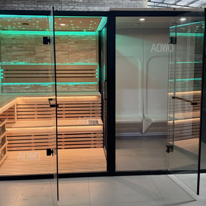 Fabricantes de suministro de casa club de la familia toda la sala de ducha de vapor seco sala de vapor húmedo separación de secos y húmedo una ducha de vapor
