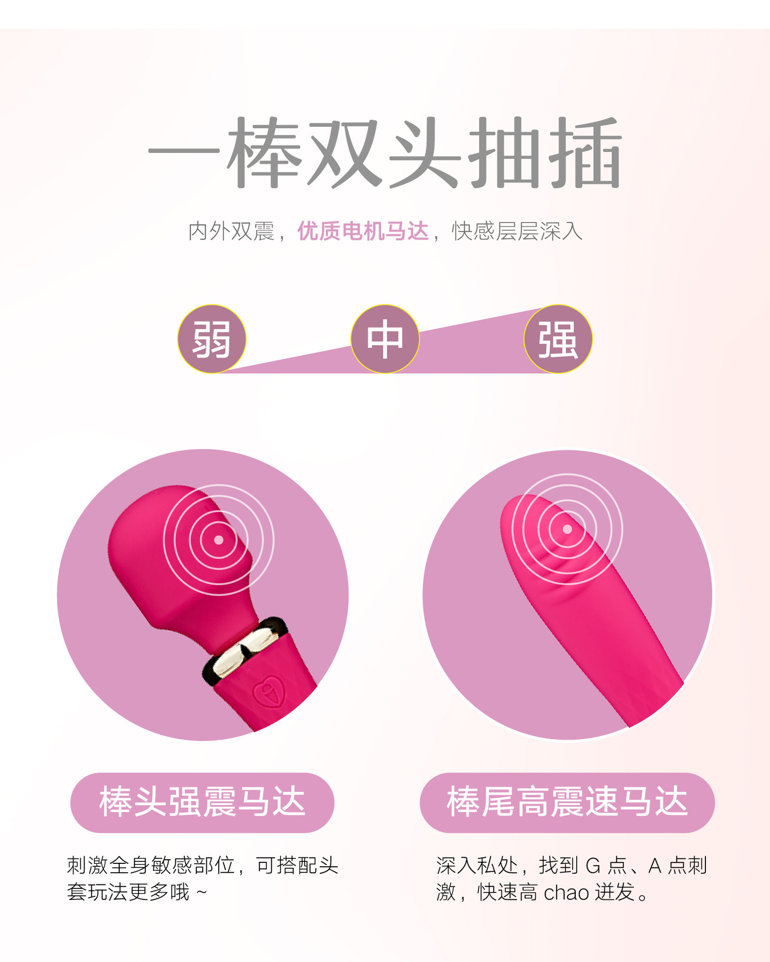 Dual-Head Rechargeable Vibrator, 10-Frequency Silicone Massager for Women — detail image 7