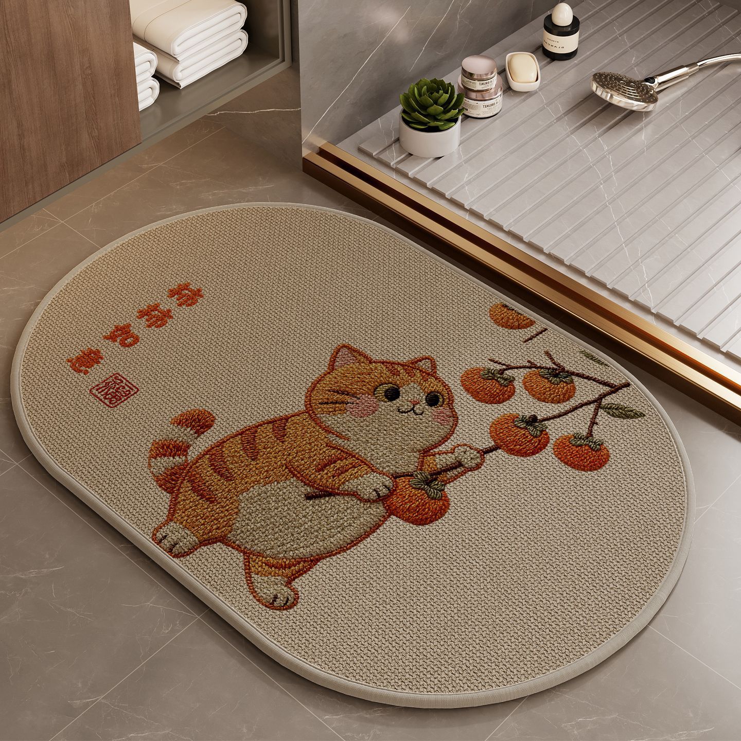 Linen de diatomeas piso de barro de baño puerta de baño anti-sucio antideslizante anti-caída almohadilla de absorción de agua gatito alfombra portal