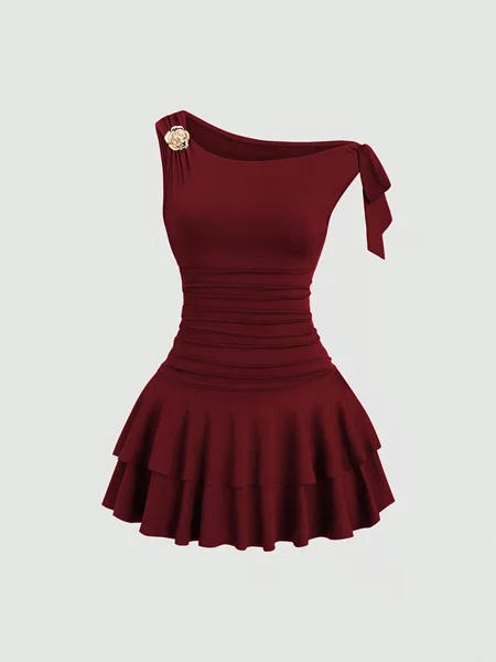 In-Stock Cross-Border Amazon Aliexpress New Fashion Elegant Backless Design Cake-Style Halter Neck Slim-Fit Dress