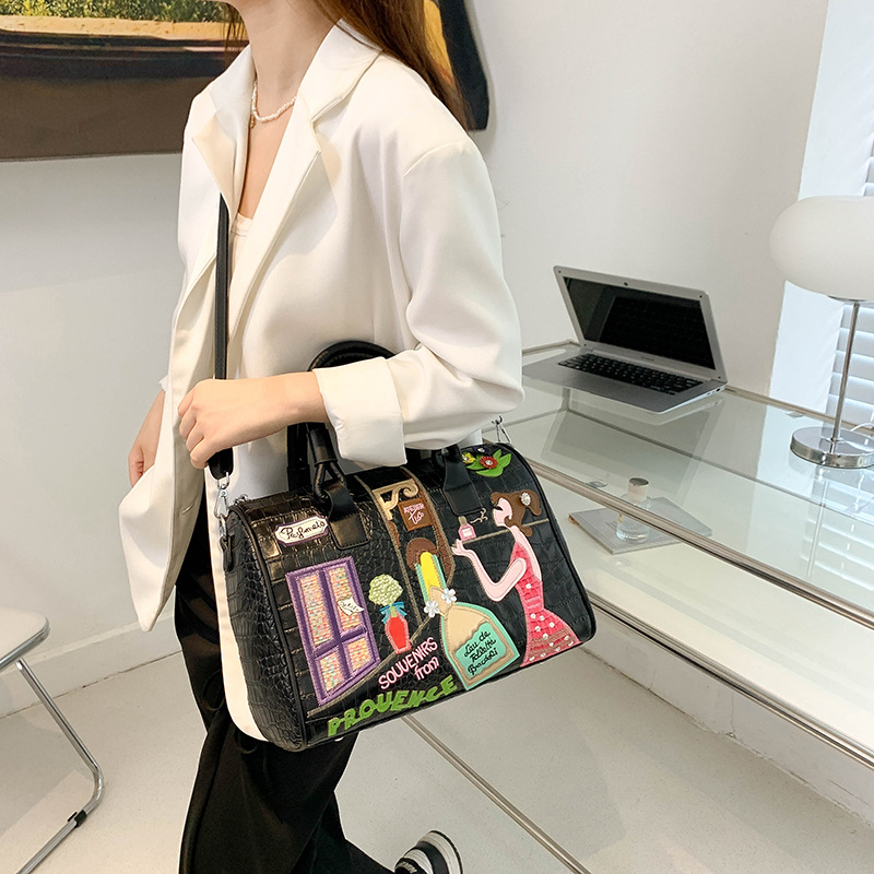 クロスボーダーレディースバッグ、ニッチファッション、レトロメキシカンスタイル、ショルダーバッグ、大容量ハンドバッグ、ボストンバッグ、バケットバッグ