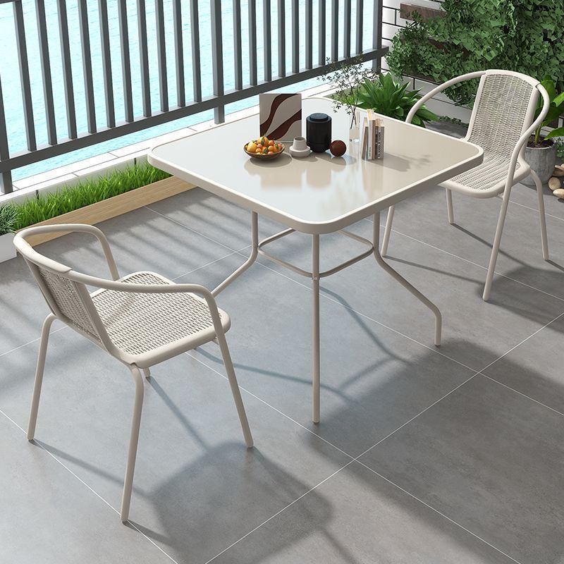 Salón de té de leche, silla de ocio, mesa y silla combinada de hierro forjado al aire libre, patio al aire libre, mesa de comedor de balcón