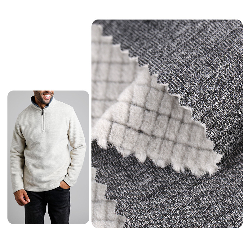 供应抽条摇粒绒290克弹力布颗粒绒米格绒椅套桌套服装摇粒绒提花