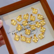 沙金新款经典四叶草项链女款小众花朵设计时尚简约百搭锁骨链饰品