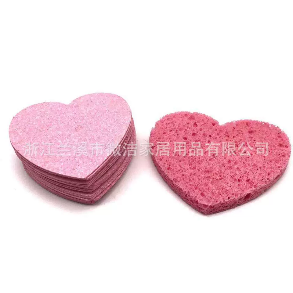 Источник с фабрики, трансграничная электронная коммерция, сжатая древесная целлюлоза в форме сердца, хлопок, средство для мытья лица, средство для снятия макияжа, очищающая губка, 5 цветов на выбор