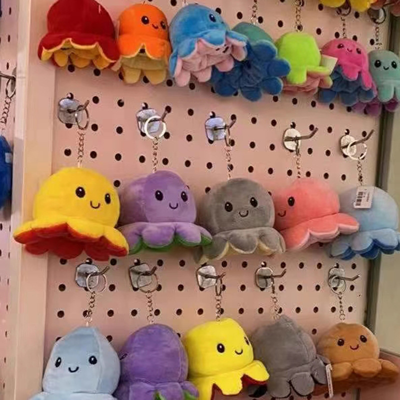 毛绒玩具章鱼公仔双面翻转挂件表情章鱼挂饰可翻转可爱娃娃章鱼