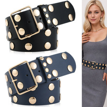 欧美爆款时尚大方扣女士宽腰带优雅装饰配羽绒服风衣牛仔裤皮带批