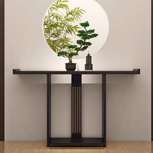 # New Chinese Style Table Solid Wood Entrance Table Zen Style Modern Entrance Table Antique Wall Corridor Decorative View