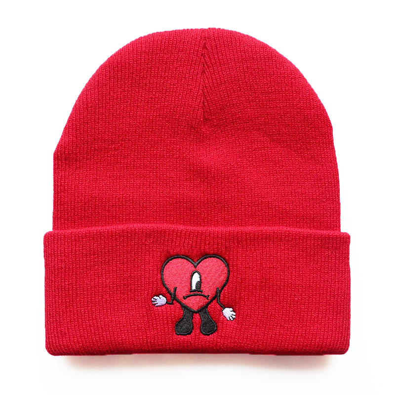 Pop automne et hiver chanteur mauvais lapin brodé chapeau tricoté pull chaud laine chapeau froid pour hommes et femmes_voghion.com