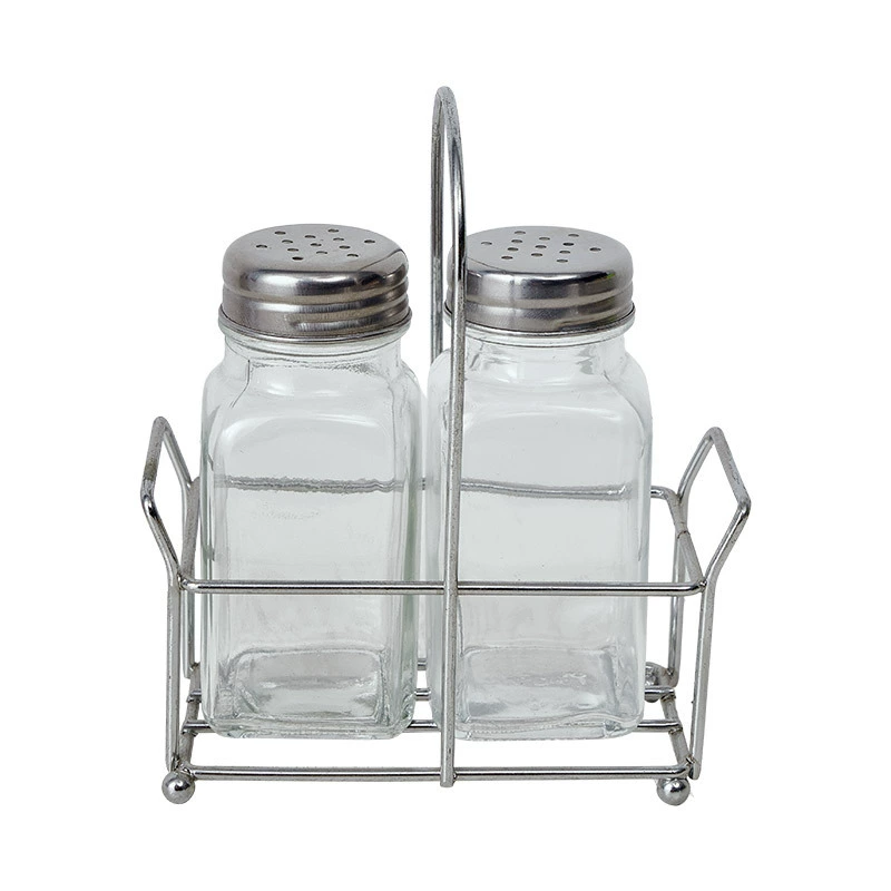 Glass seasoning bottle set with stainless steel handheld household salt jar seasoning bottle dining table glass seasoning bottle combination
