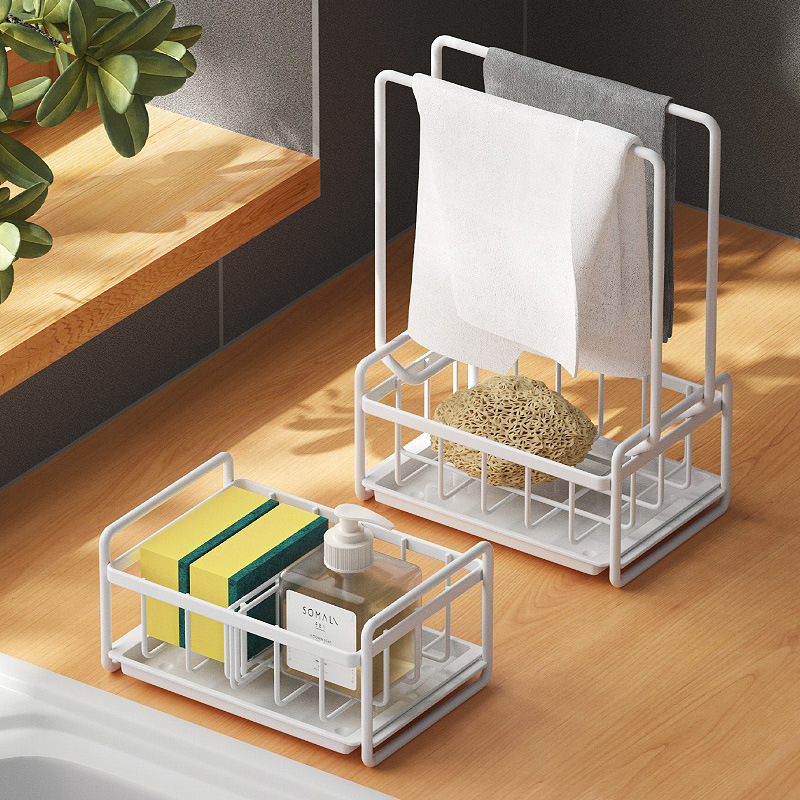 Kitchen storage rack rag storage rack punch-free wall-mounted towel draining rack kitchen storage rack sponge draining rack