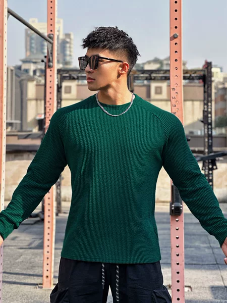 New autumn and winter round neck men's casual sports trend loose plus size pullover muscle loose snake pattern sweater long sleeve
