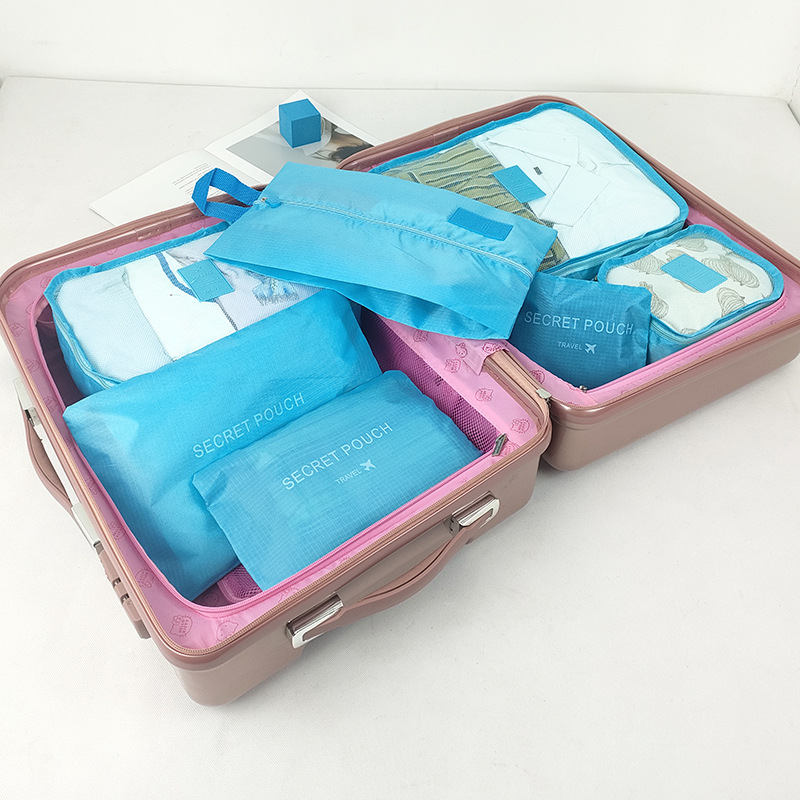 Ropa transfronteriza Bolsa de almacenamiento de viaje de 7 piezas Bolsa de lavado de clasificación de ropa interior Bolsa de almacenamiento de siete u ocho piezas Bolsa de zapatos