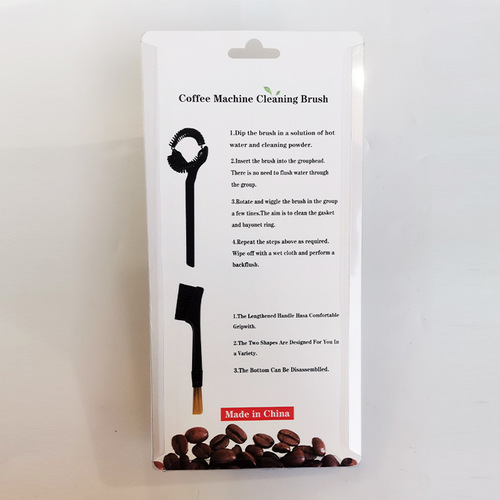 Manufacturer wholesale coffee machine cleaning brush double-ended arc coffee brush long handle brewing head cleaning set coffee brush