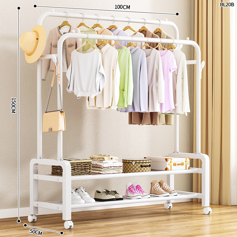 BL20B-wrought 아이언 코트 랙 더블 더블 로드 코트 후크 110 화이트 휠