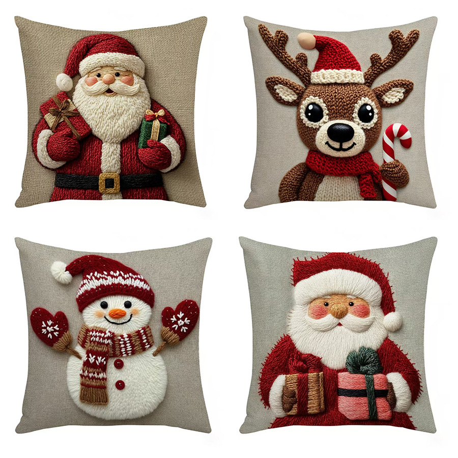 Navidad serie de almohada de lino impresa decoración de la sala de estar sofá almohada al por mayor para la imagen al por mayor