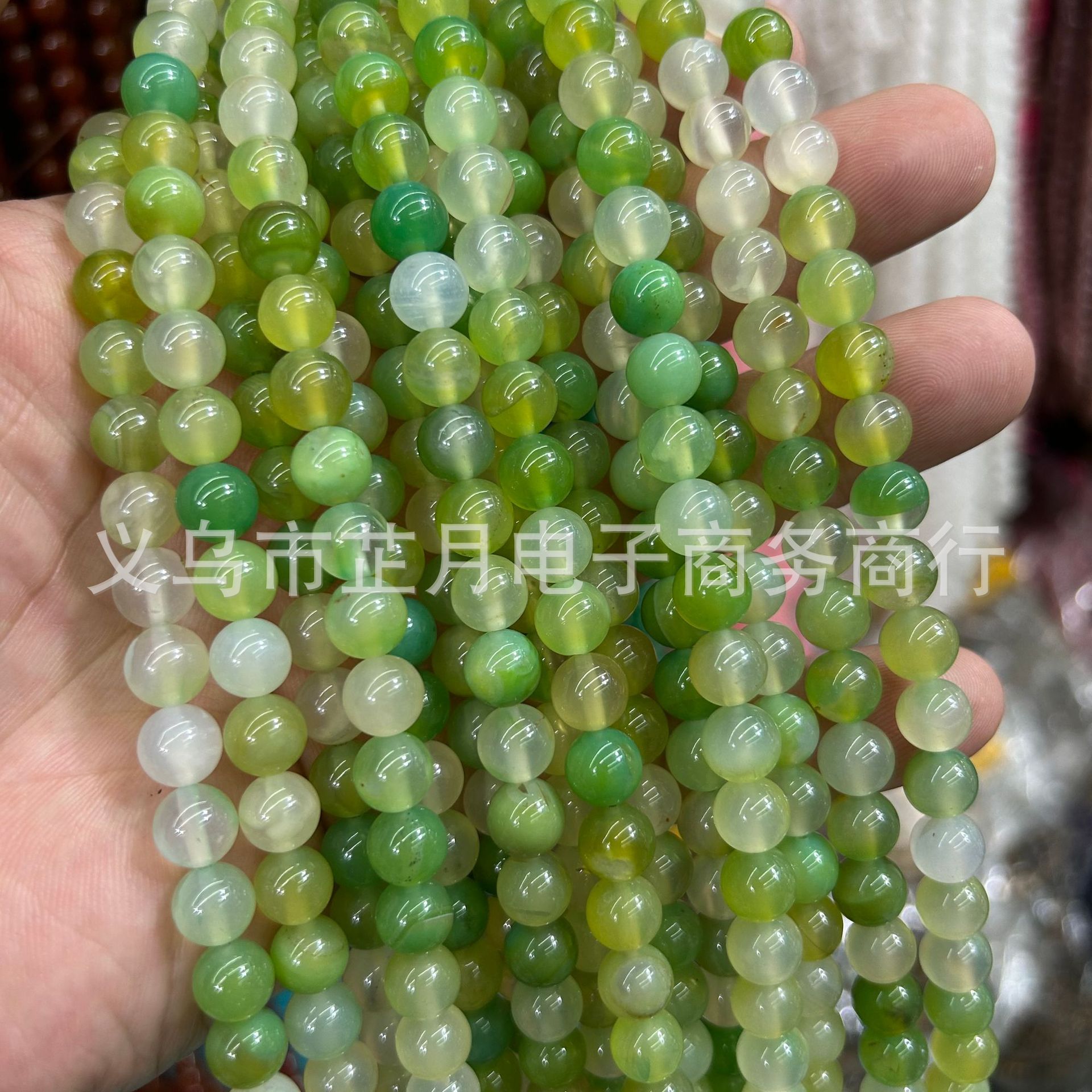 跨境直供 綠葡萄色瑪瑙散珠綠瑪瑙手鍊圓珠diy飾品配件串珠子批發