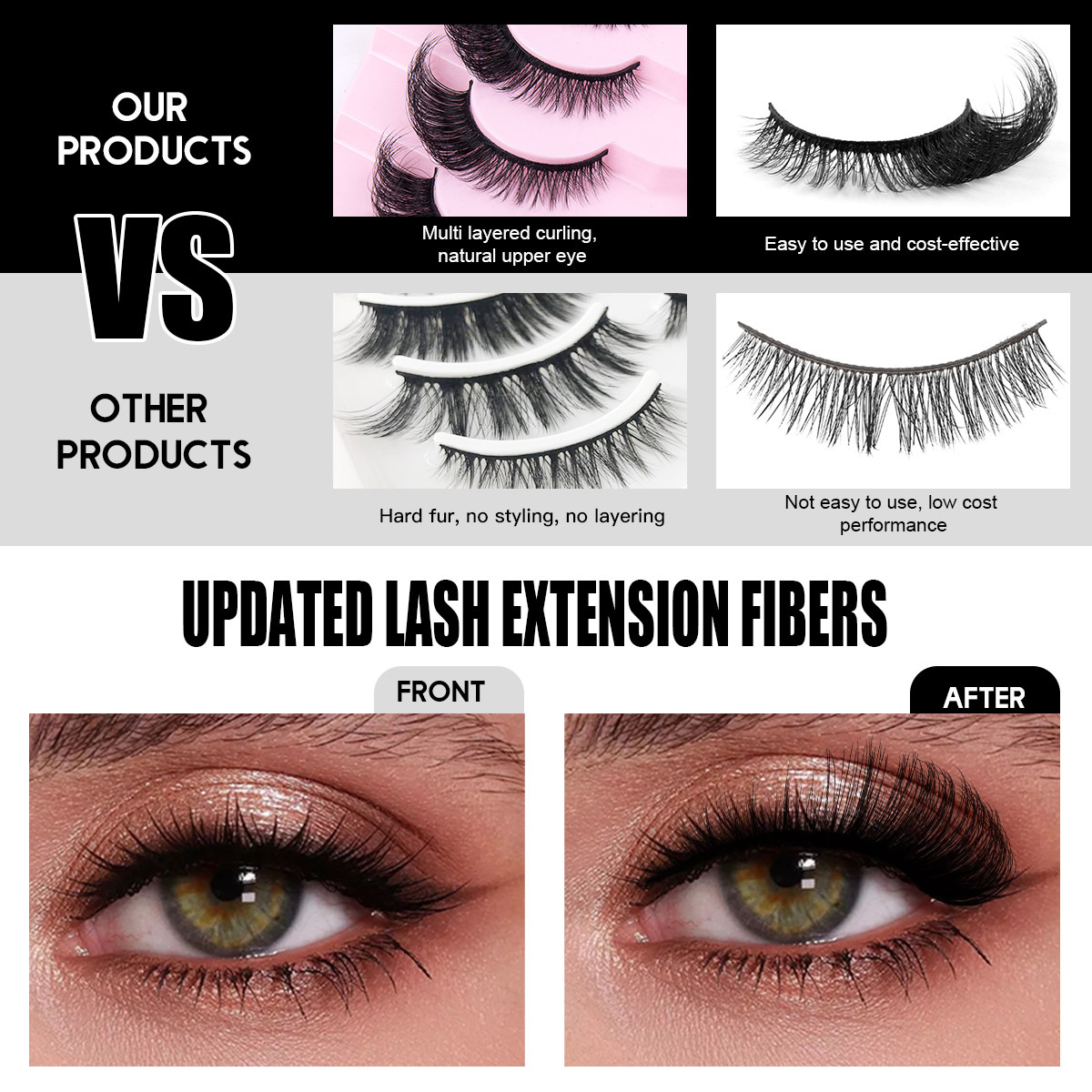 Grenzüberschreitende beliebte schräge Fuchsaugen-Faltenwimpernkleber-Set, Augenschwanzverlängerung, natürliche dicke Wimpern, Großhandel_voghion.com