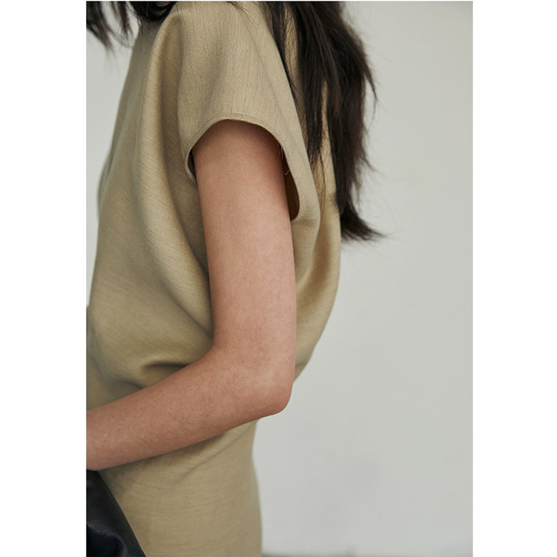 現物メーカー卸売り純色ワンピース春夏新作婦人服半袖女性スカート修身気質ロングスカート高ji感