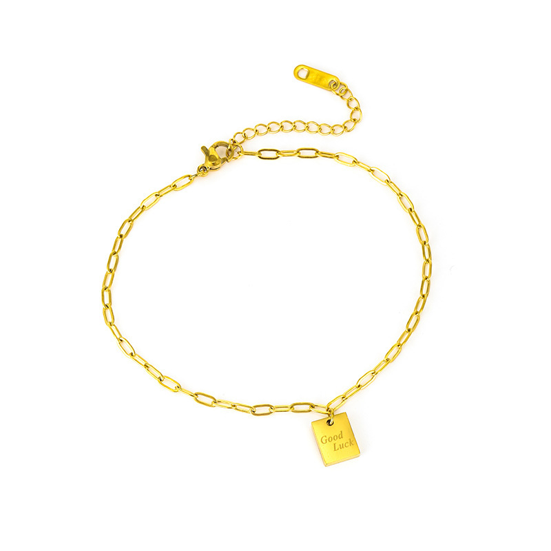 Nuevo tipo de buena suerte letras cuadrada colgante clips ajustable tobillar accesorios personales simples versátiles