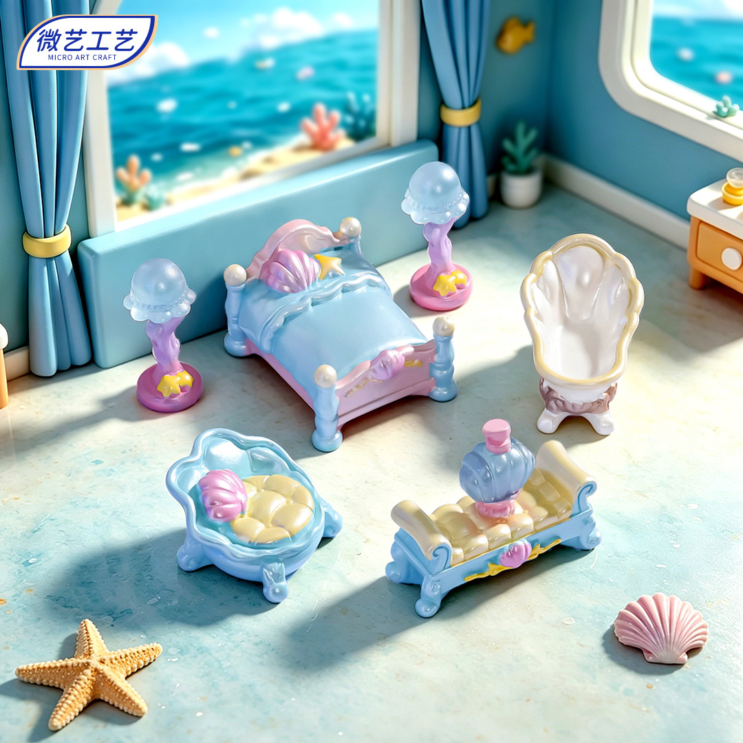 Miniature Landscape Cute Ocean-Themed Realistic Large Bed Sofa Furniture Small Ornaments Dollhouse Landscaping DIY Decoration Accessories