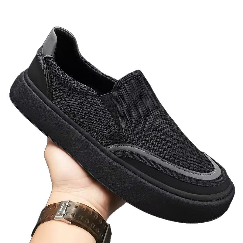Nuevos zapatos para hombres, zapatos de verano, zapatillas de malla negra para hombres, deportes y ocio para hombres, zapatos de tela viejos de Beijing
