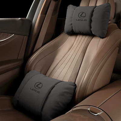 Headrest | Suitable for Lexus - butterfly-style-noble-black-lexus-headrest-lumbar-support-pair