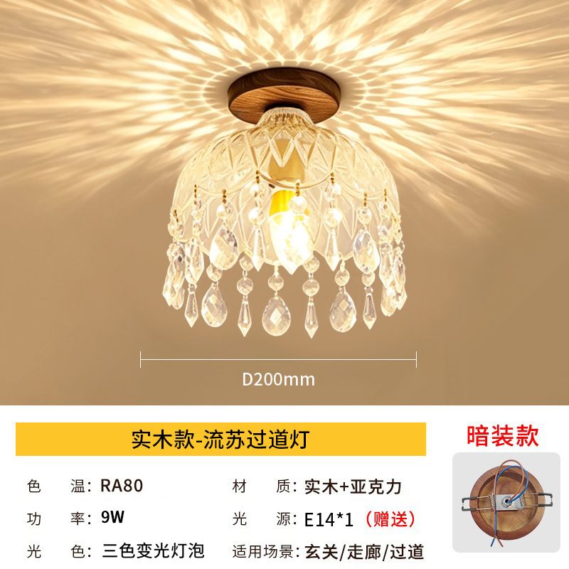 Lámpara de techo con flecos estilo medieval de hierro, vidrio y acrílico con luz LED para sala de estar y dormitorio