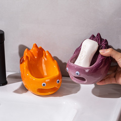 アニメ炎陶磁器石けん箱家庭用浴室創意石鹸箱洗面台水切り棚トイレ