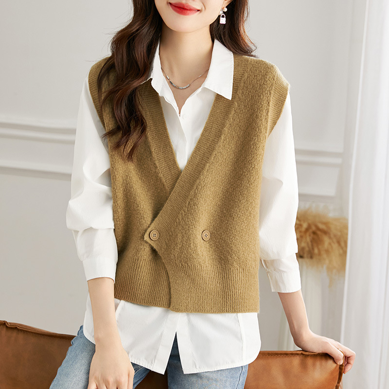 Diseño directo de fábrica sentido del chaleco de punto de nicho chaleco mujer otoño nuevo estilo ropa exterior moda suéter cárdigan
