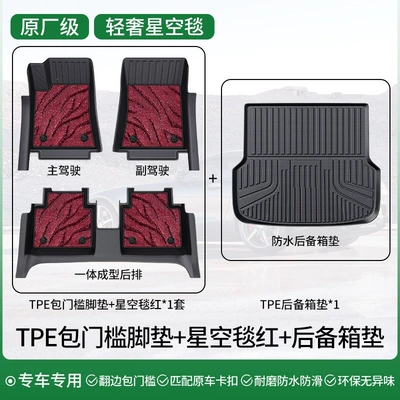 mats, floor mats, interior mats, Ayaqaltılar (Kovriklər) - thickened-baby-safe-double-layer-luxury-package-tpe-door-threshold-mats-red-starry-sky-carpet-trunk-mat