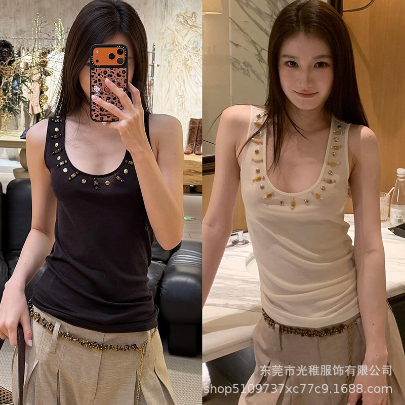 2026 Spring and Summer New Style Natural Agate Stone Slim-Fit Wool U-Neck Vest 2026 Spring and Summer New Style Natural Agate Stone Slim-Fit Wool U-Neck Vest