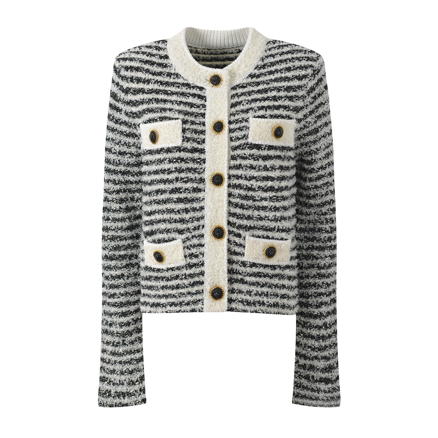 Модная куртка с круглым воротом, французский стиль, стиль Chanel
