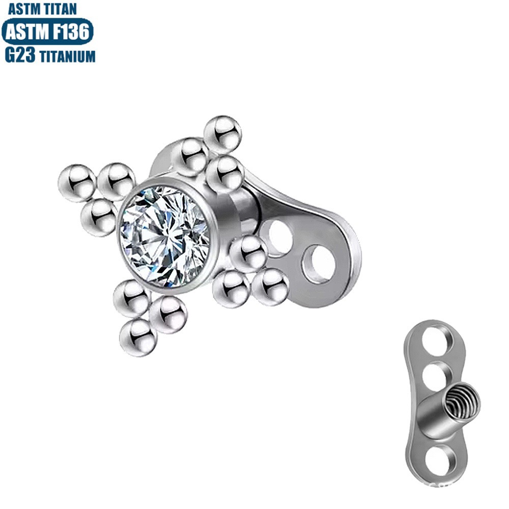 Pointed labret stud close-up product detail