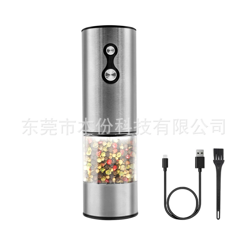 [双速电动胡椒研磨器不锈钢厨房调料自动研磨机家用黑胡椒玫瑰盐磨]