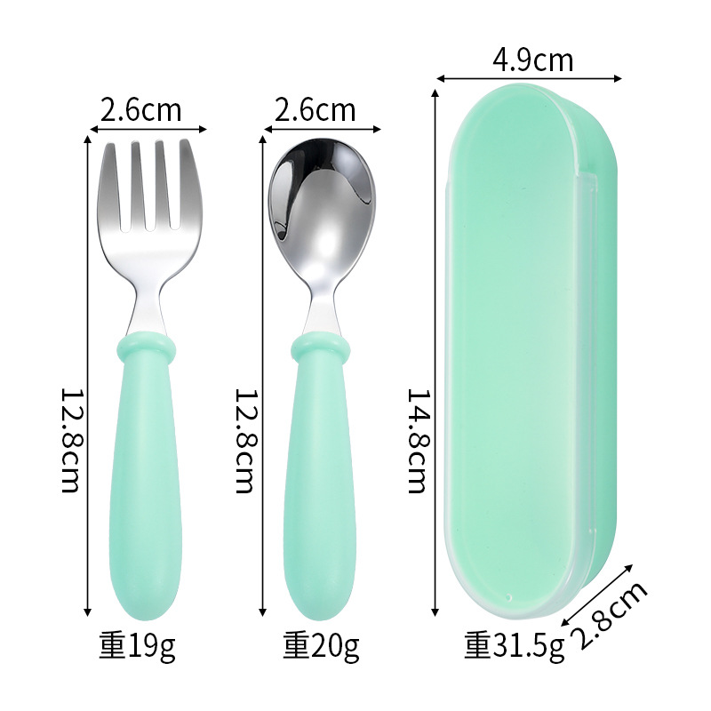 304 portátil de acero inoxidable cuchara para niños Tenedor vajilla bebé comiendo cuchara Tenedor traje madre bebé regalo personalización