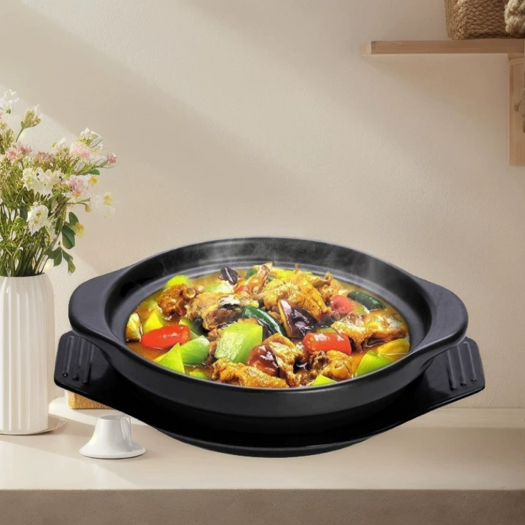 Желтый тушеный куриный рис специальная запеканка, устойчивая к высоким температурам, сухое горение, не растрескивание, коммерческий Мелкий рот большой горшок для тушения Бытовая маленькая запеканка