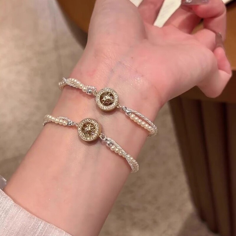 小众缠绕八芒星手链女轻奢气质高级时尚百搭手串简约珍珠创意手饰|undefined