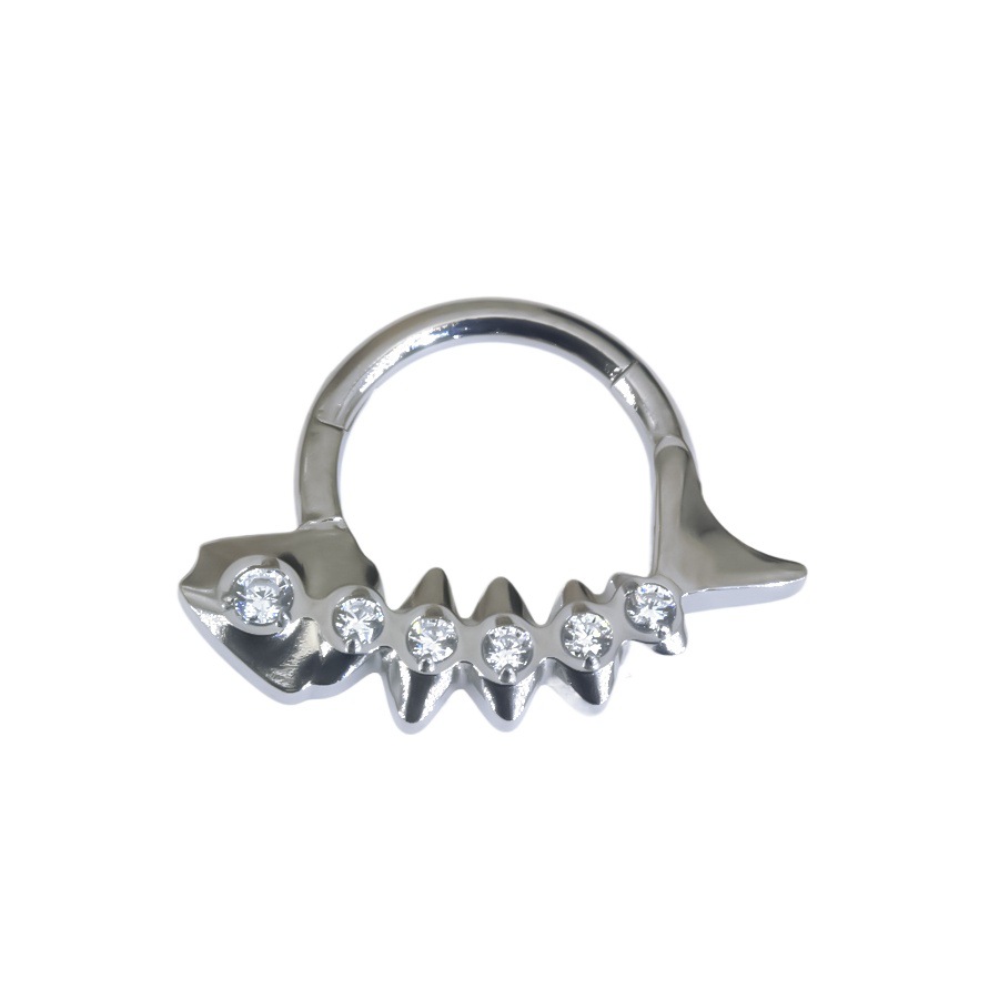 Titanium Diamond Fishbone Nose Piercing Stud Jewelry_voghion.com