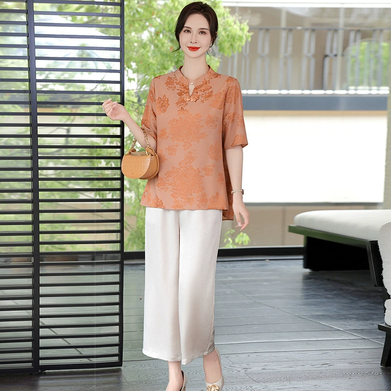 Женщины среднего и пожилого возраста Летний тонкий набор футболок с короткими рукавами