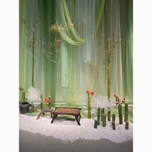 绿色纱幔古风中国风新中式场景装饰布置纱幔婚礼婚庆布幔吊顶纱缦