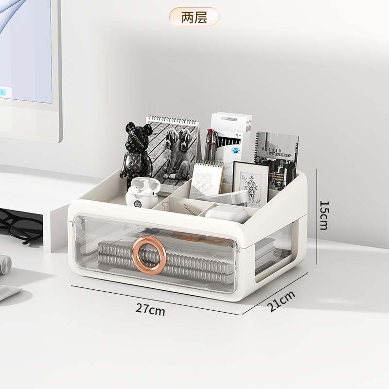 Luz de lujo tocador caja de cosméticos producto de cuidado de la piel estante de almacenamiento caja de almacenamiento de cosméticos cajón transparente estante de almacenamiento de escritorio
